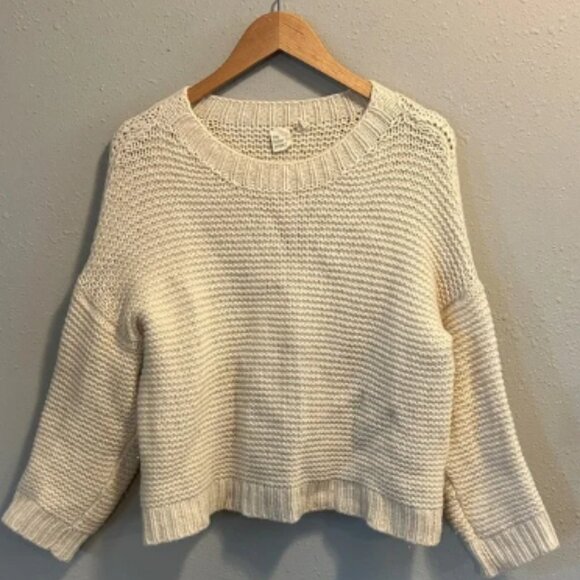 The Fisher Project Cream Cashmere & Merino Wool Knit Fisherman Sweater - Picture 1 of 6